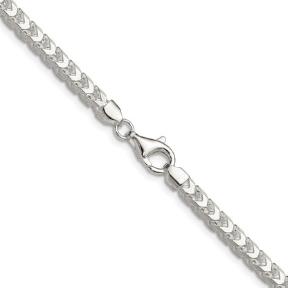 Sterling Silver 4.7mm D/C Square Franco 26 Inch Chain