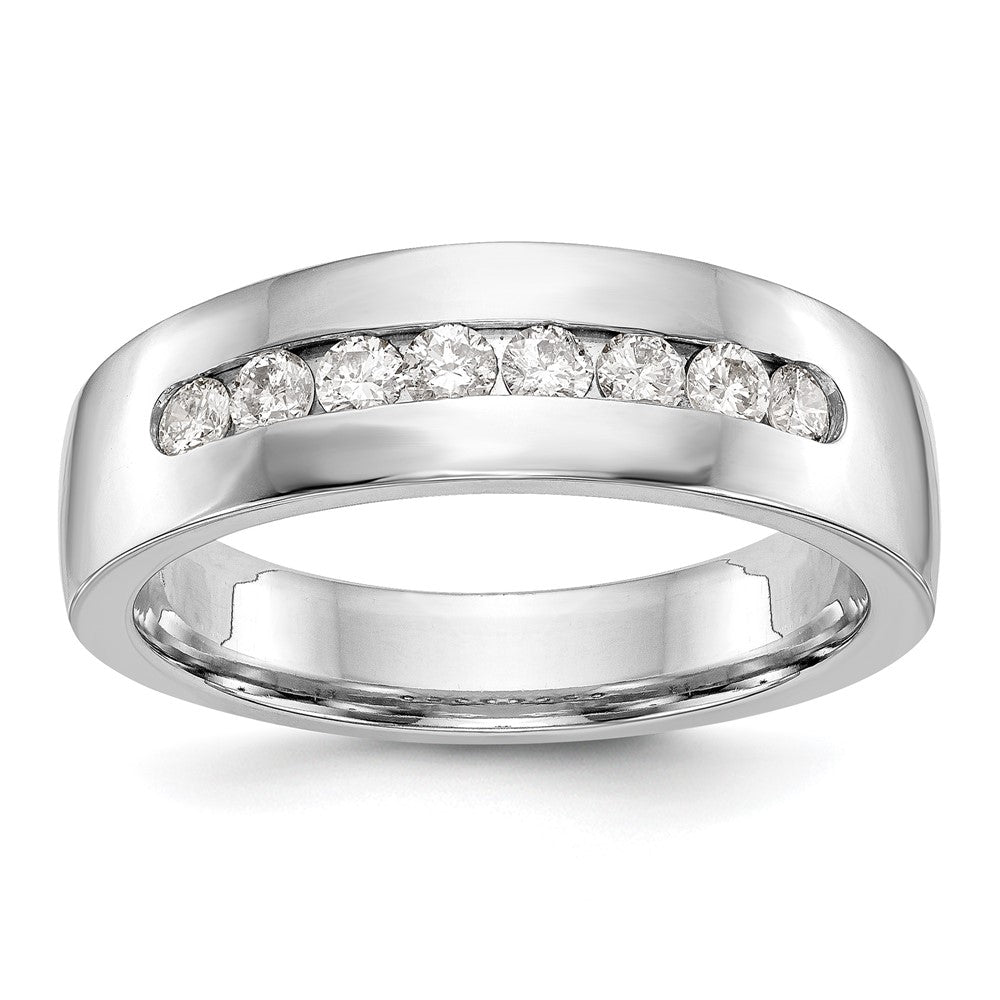 14K White Gold 8-Stone 1/2 carat Diamond Complete Men's Channel Wedding Band Ring