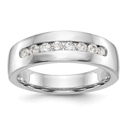 14K White Gold 8-Stone 1/2 carat Diamond Complete Men's Channel Wedding Band Ring
