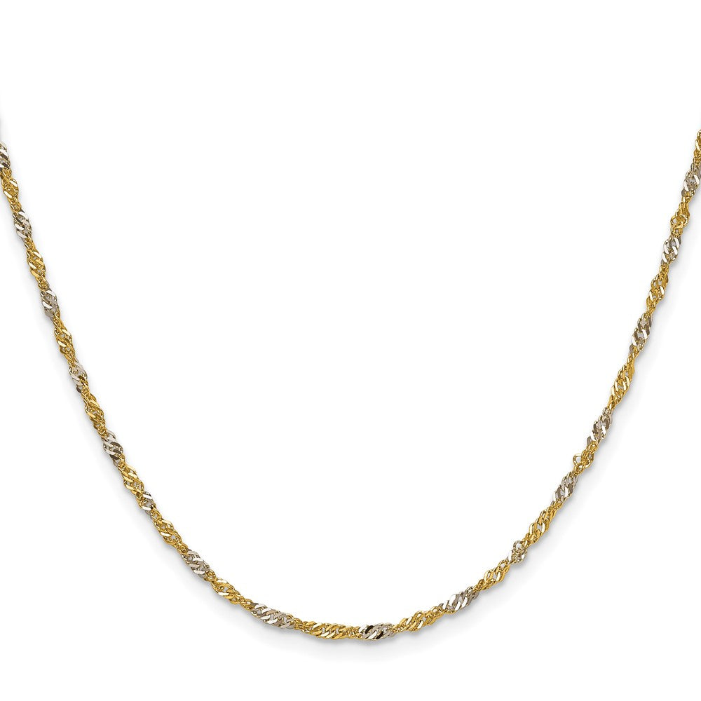 14K Yellow Gold with Rhodium 1.9mm Singapore 24 Inch Chain