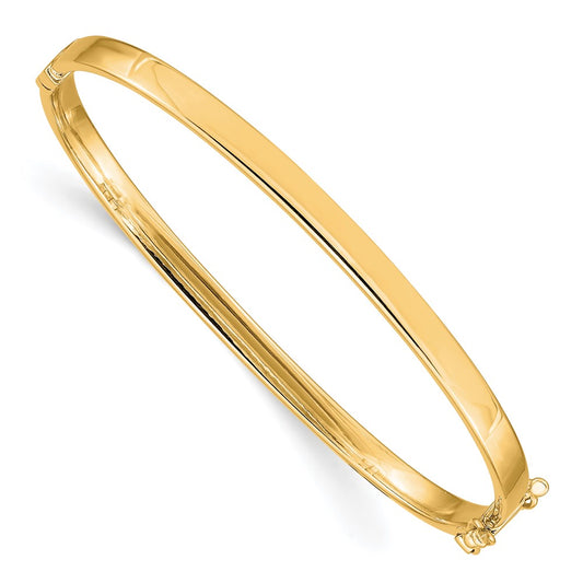 14K Yellow Gold Polished 4.00mm Hinged Oval Bangle Bracelet