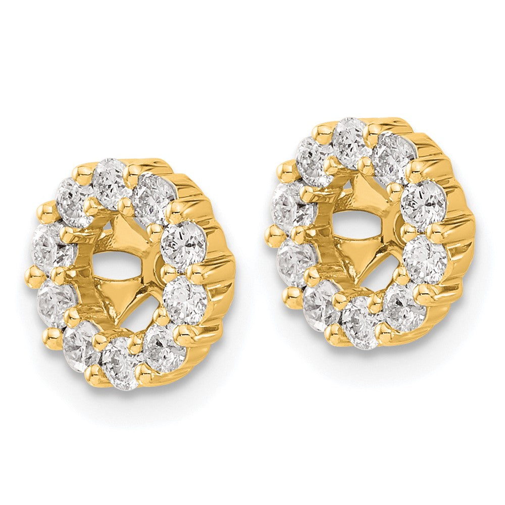 14K Yellow Gold 5/8 carat Diamond Circle Earring Jackets