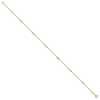 10K Two-Tone Cz 9In Plus 1In Ext. Anklet