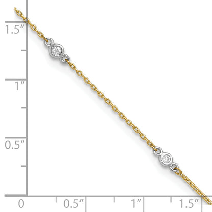 10K Two-Tone Cz 9In Plus 1In Ext. Anklet
