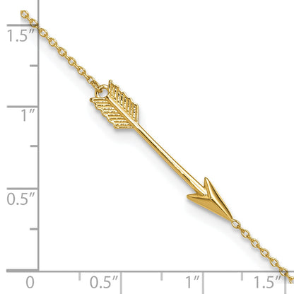 10K Yellow Gold Polished Arrow 9In Plus 1In Ext. Anklet