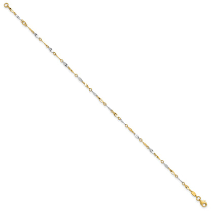 10K Two-Tone Two-Tone Polished 9In Plus 1In Ext. Anklet