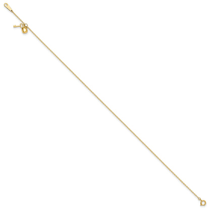 10K Yellow Gold Heart And Key 9In Plus 1In Ext. Anklet