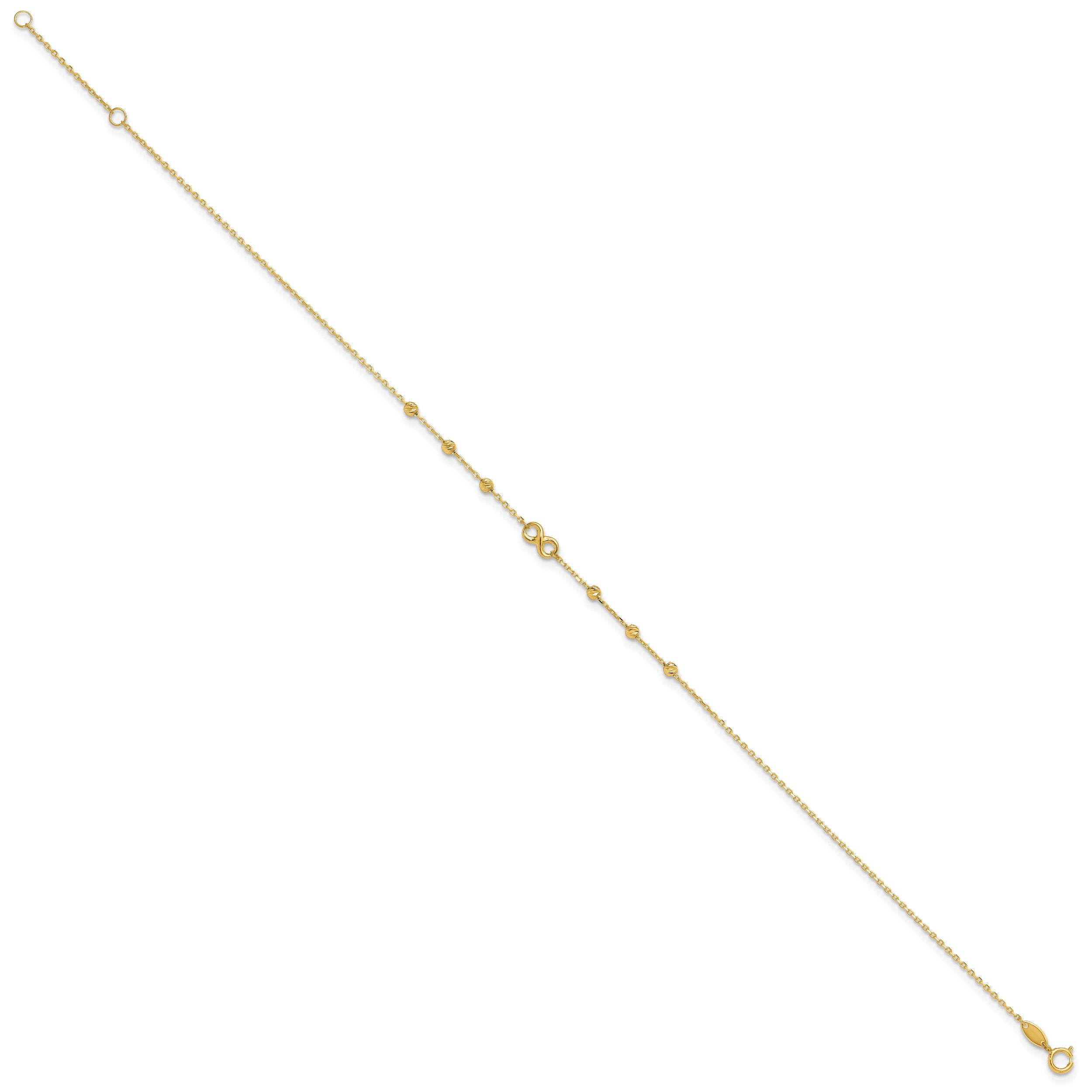 10K Yellow Gold 10K Infinity Symbol 10In Plus 1In Ext. Anklet