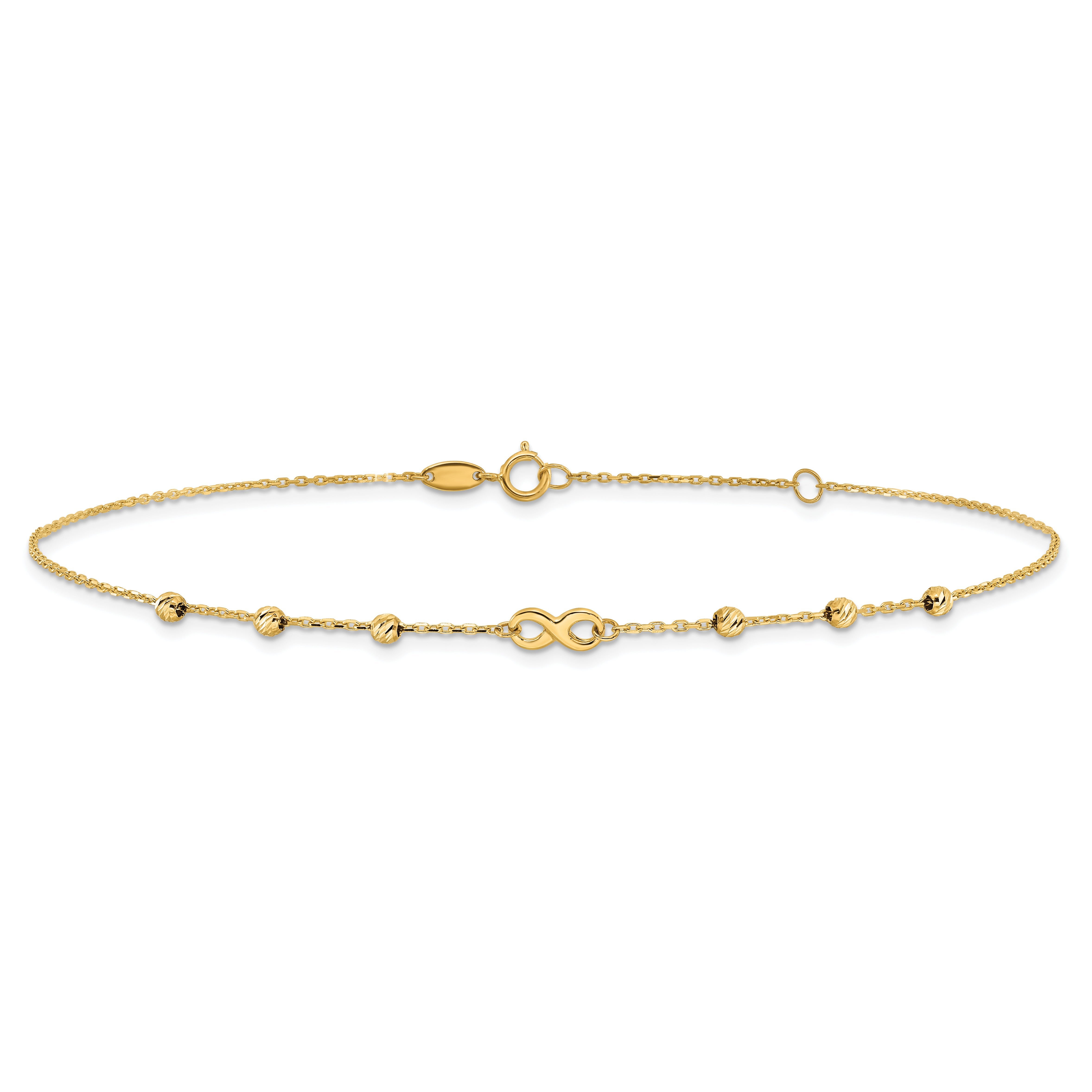 10K Yellow Gold 10K Infinity Symbol 10In Plus 1In Ext. Anklet