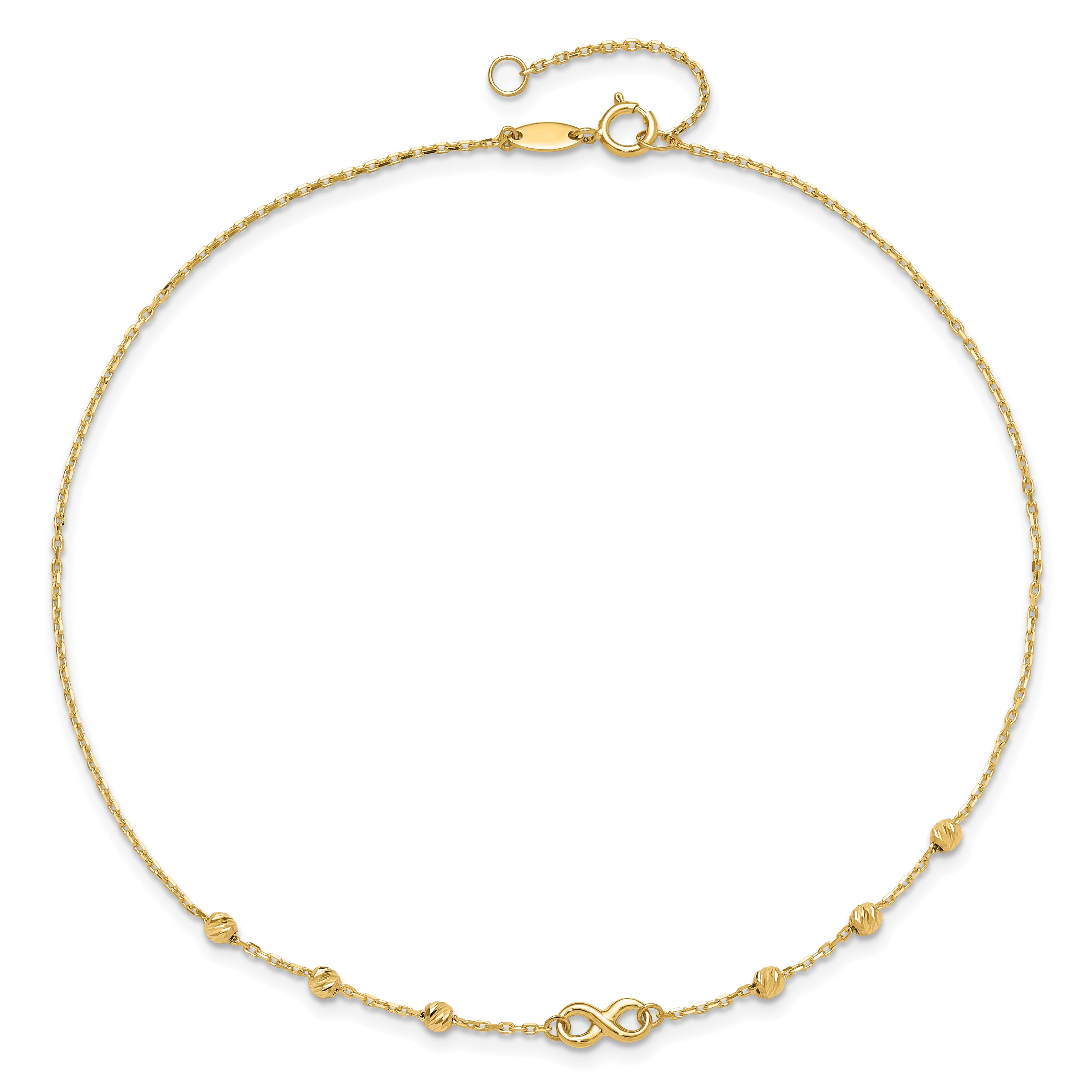 10K Yellow Gold 10K Infinity Symbol 10In Plus 1In Ext. Anklet