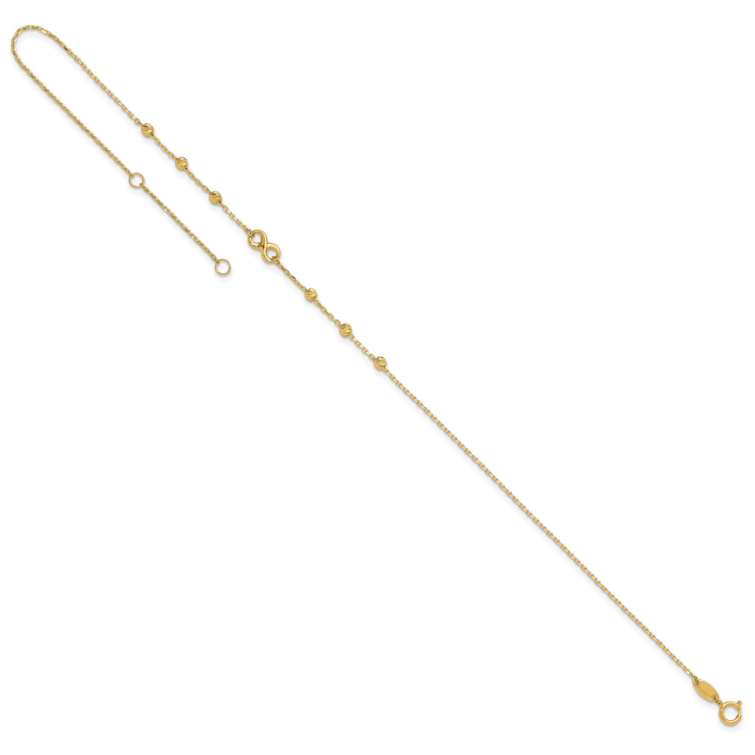 10K Yellow Gold 10K Infinity Symbol 10In Plus 1In Ext. Anklet
