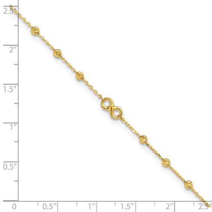 10K Yellow Gold 10K Infinity Symbol 10In Plus 1In Ext. Anklet