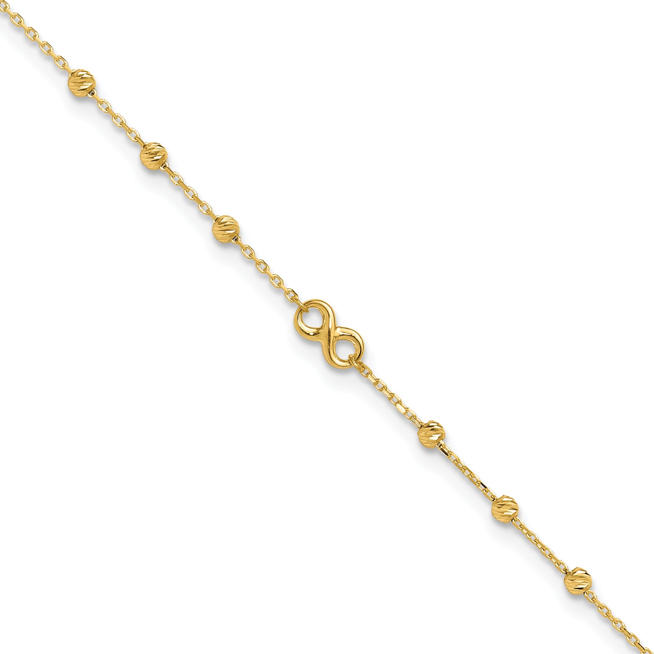 10K Yellow Gold 10K Infinity Symbol 10In Plus 1In Ext. Anklet