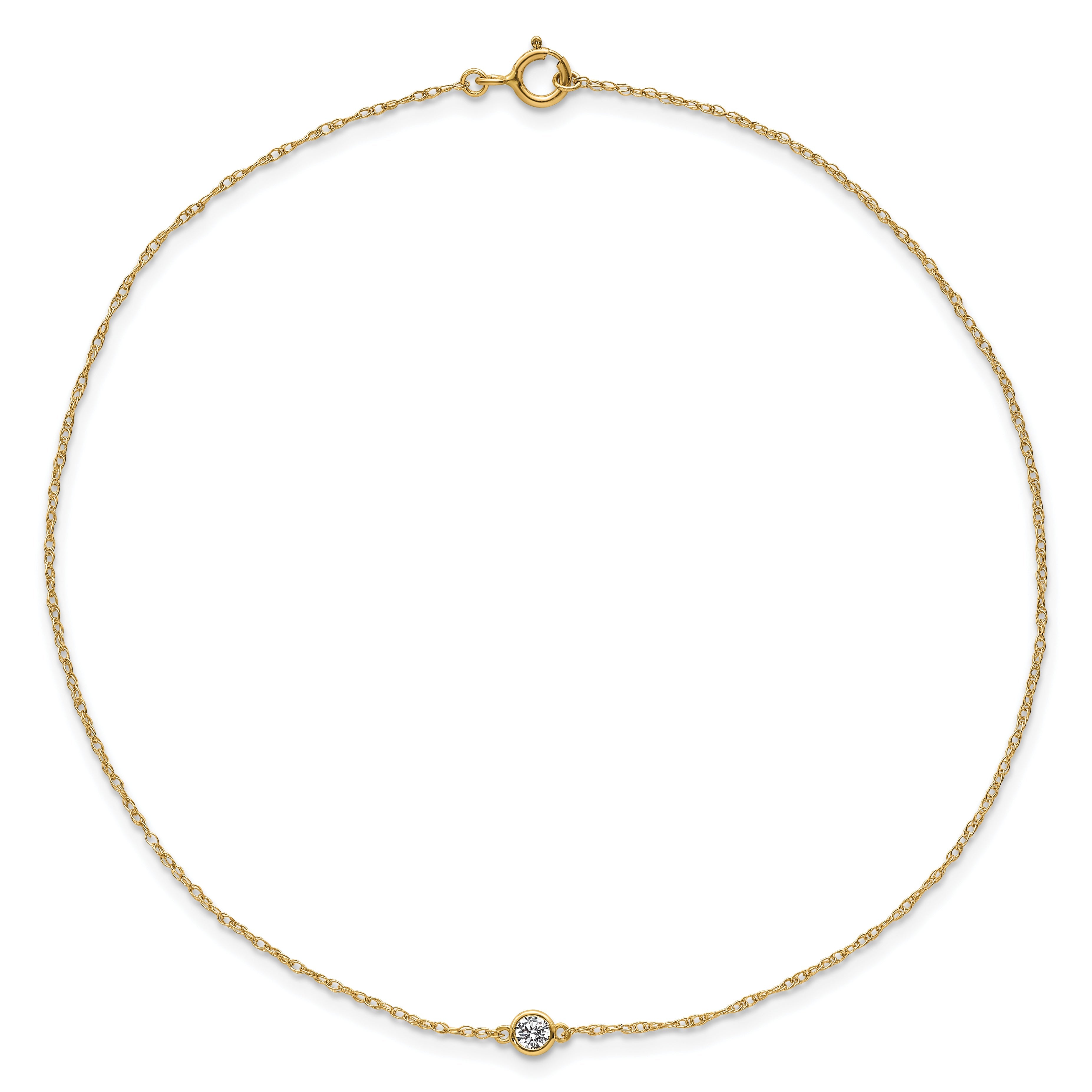 10K Yellow Gold Polished Bezel-Set Cz 10 Inch Anklet