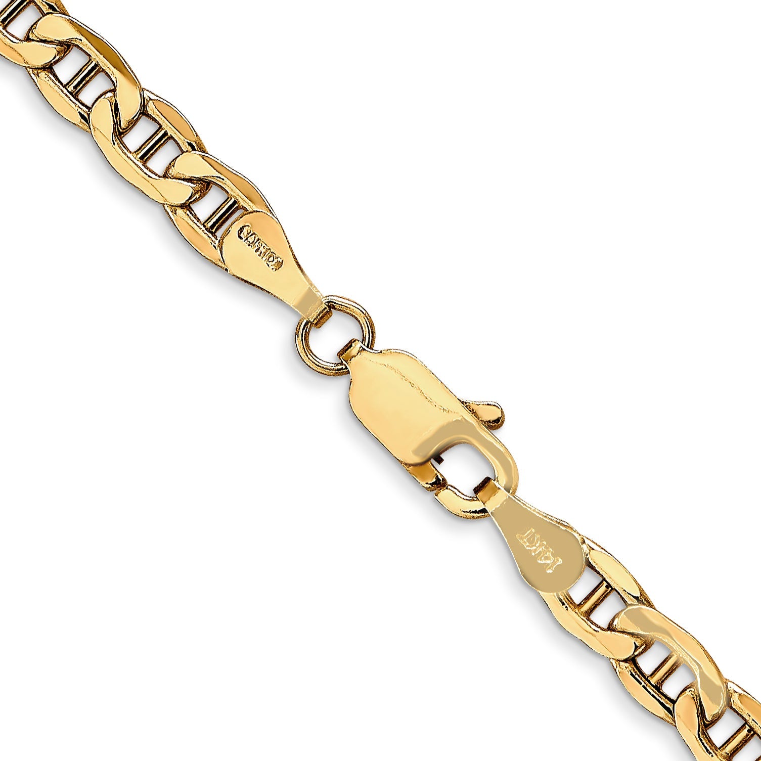 22 Inch 10K Yellow Gold 4mm Semi-Solid Anchor Chain Necklace