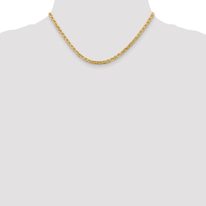 16 Inch 10k Yellow Gold 4mm Semi-Solid Anchor Chain Necklace