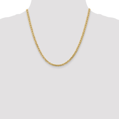 2 Inch 10k Yellow Gold 4mm Semi-Solid Anchor Chain Necklace