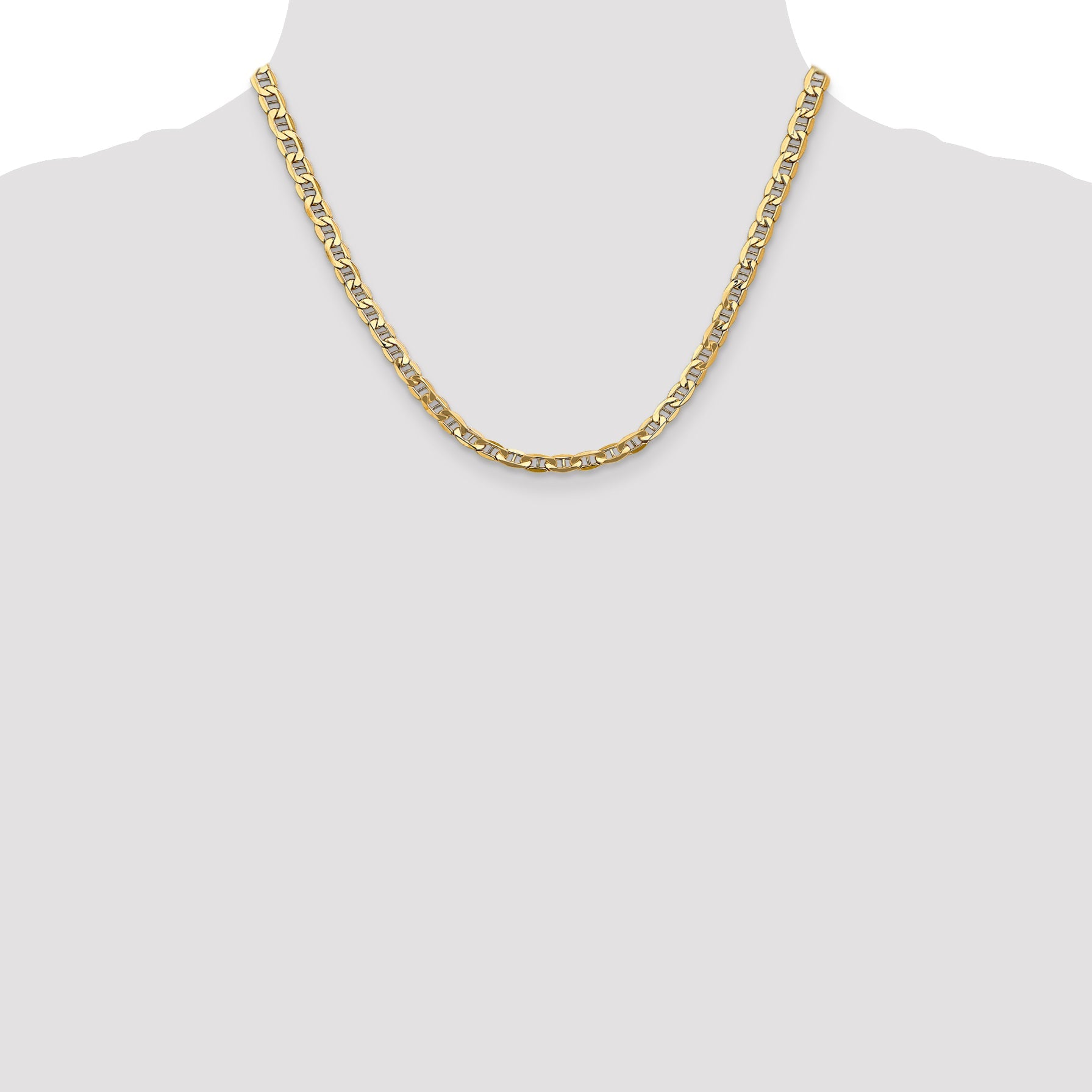 18 Inch 10K Yellow Gold 10K 4.75mm Semi-Solid Anchor Chain Necklace