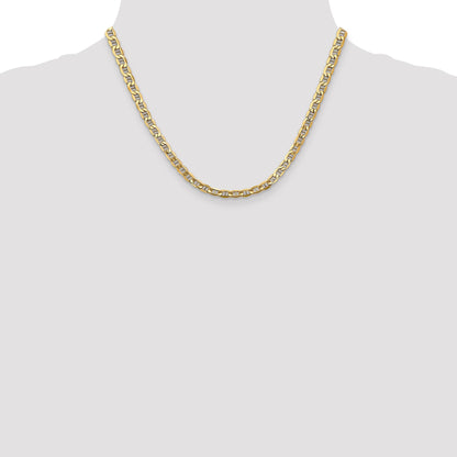 18 Inch 10K Yellow Gold 10K 4.75mm Semi-Solid Anchor Chain Necklace