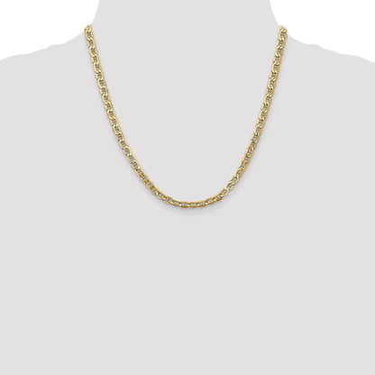 2 Inch 10K Yellow Gold 10K 4.75mm Semi-Solid Anchor Chain Necklace