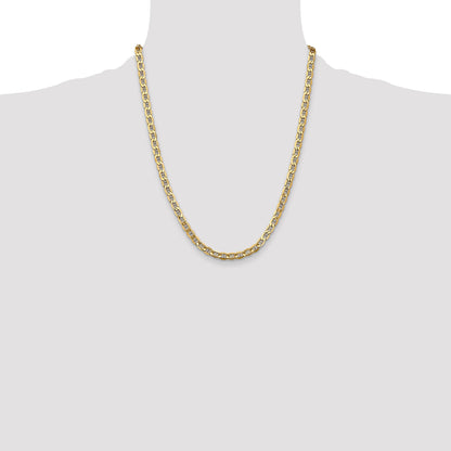 22 Inch 10K Yellow Gold 10K 4.75mm Semi-Solid Anchor Chain Necklace