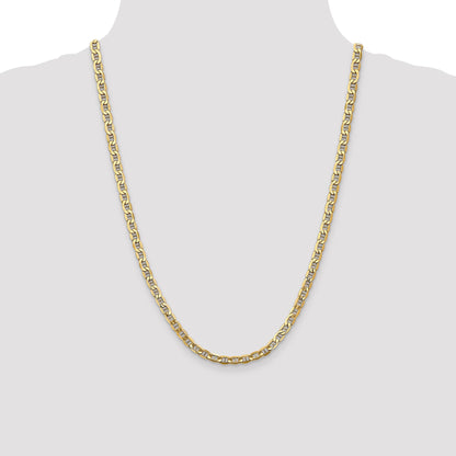 24 Inch 10K Yellow Gold 10K 4.75mm Semi-Solid Anchor Chain Necklace