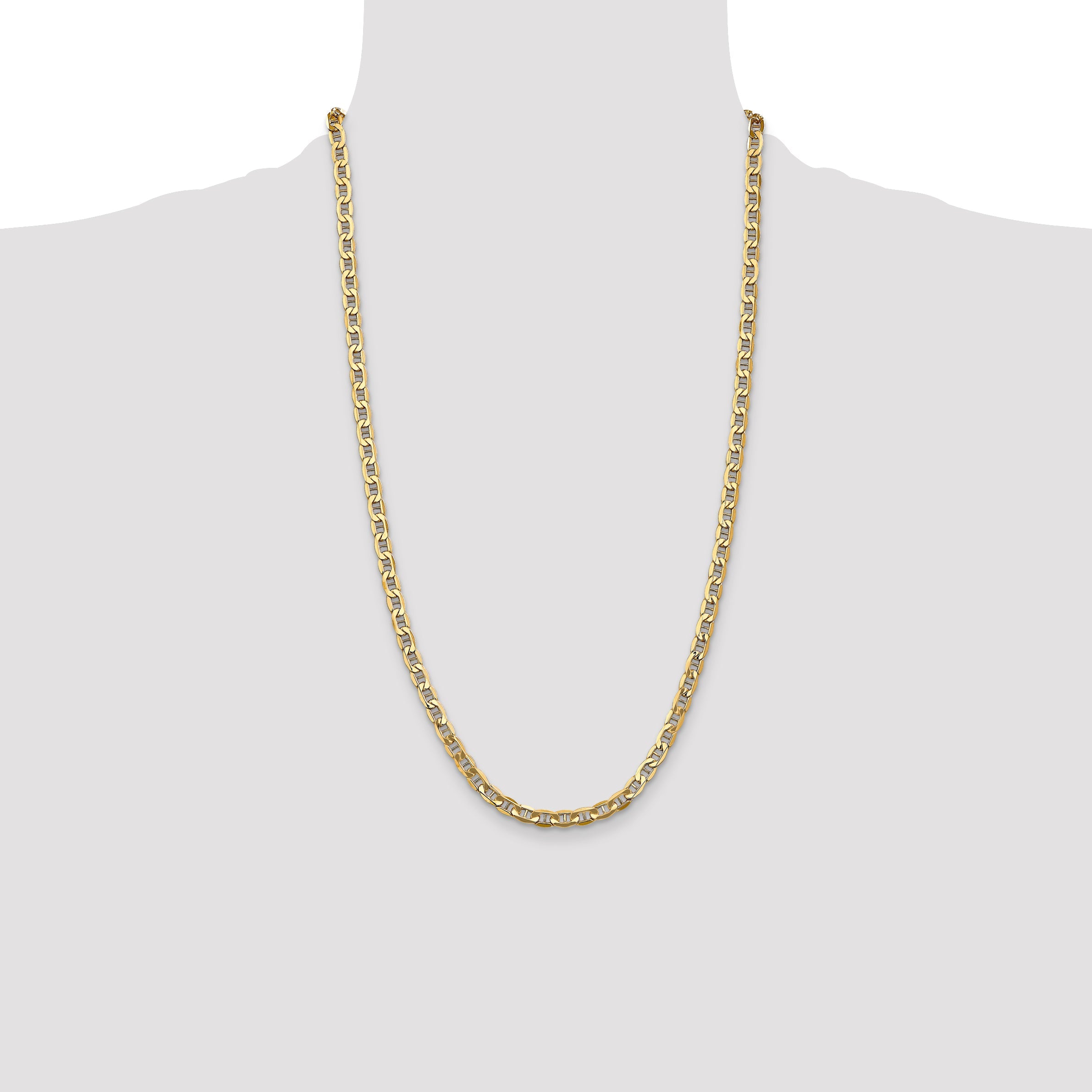 26 Inch 10K Yellow Gold 10K 4.75mm Semi-Solid Anchor Chain Necklace