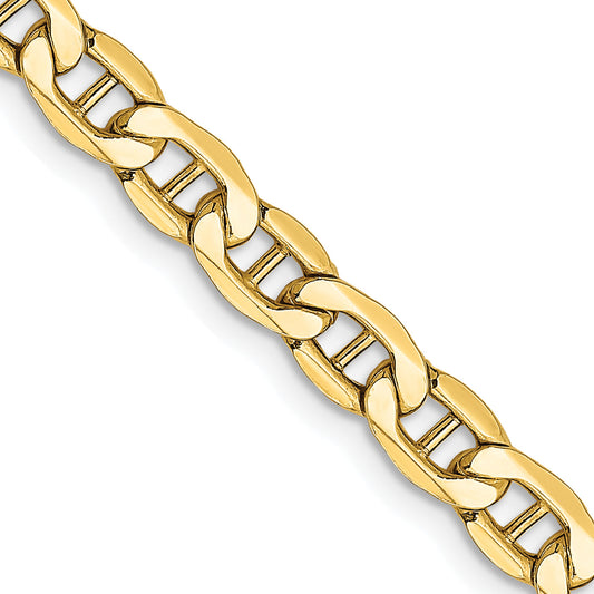 24 Inch 10K Yellow Gold 10K 4.75mm Semi-Solid Anchor Chain Necklace