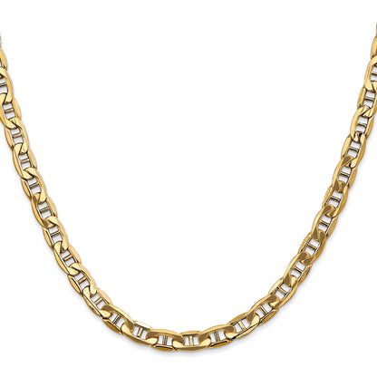 26 Inch 10K Yellow Gold 10K 5.5mm Semi-Solid Anchor Chain Necklace