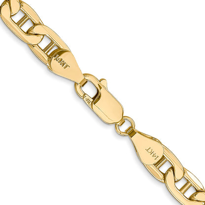 18 Inch 10K Yellow Gold 10K 5.5mm Semi-Solid Anchor Chain Necklace