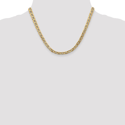 18 Inch 10K Yellow Gold 10K 5.5mm Semi-Solid Anchor Chain Necklace