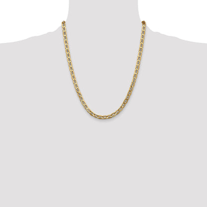 22 Inch 10K Yellow Gold 10K 5.5mm Semi-Solid Anchor Chain Necklace