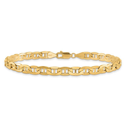 9 Inch 10K Yellow Gold 10K 5.5mm Semi-Solid Anchor Chain Bracelet