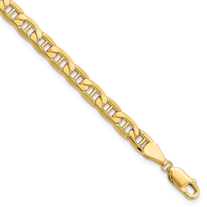 9 Inch 10K Yellow Gold 10K 5.5mm Semi-Solid Anchor Chain Bracelet