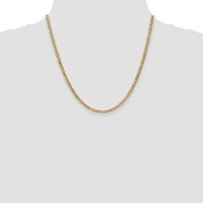 2 Inch 10k Yellow Gold 3.35mm Semi-Solid Curb Link Chain Necklace