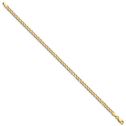 9 Inch 10K Yellow Gold 3.35mm Semi-Solid Curb Link Chain Bracelet