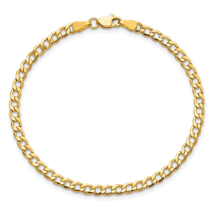8 Inch 10k Yellow Gold 3.35mm Semi-Solid Curb Link Chain Bracelet