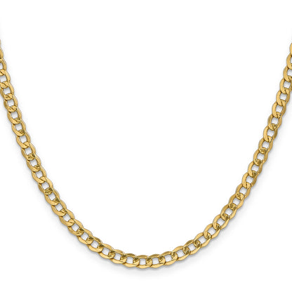 18 Inch 10k Yellow Gold 4.3mm Semi-Solid Curb Link Chain Necklace