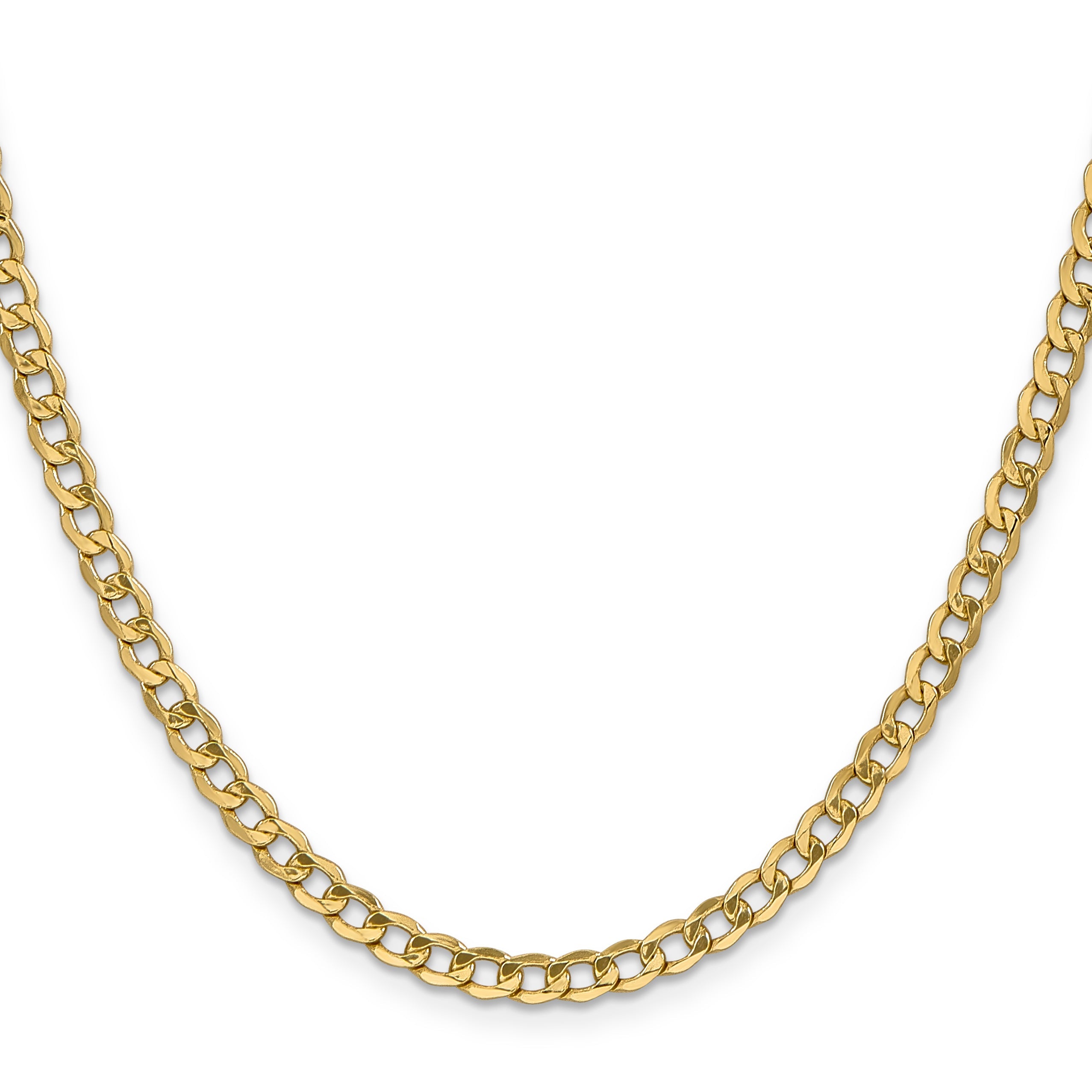 26 Inch 10k Yellow Gold 4.3mm Semi-Solid Curb Link Chain Necklace