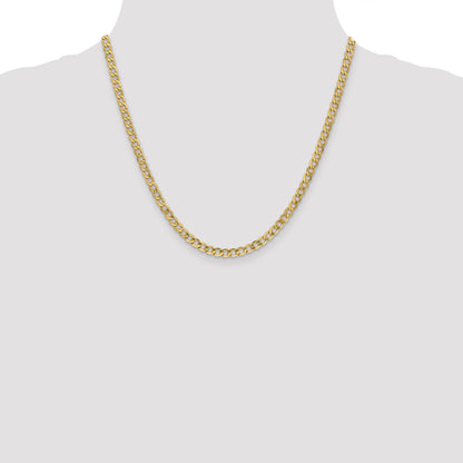 2 Inch 10k Yellow Gold 4.3mm Semi-Solid Curb Link Chain Necklace