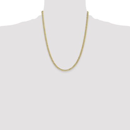 22 Inch 10k Yellow Gold 4.3mm Semi-Solid Curb Link Chain Necklace