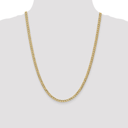 24 Inch 10k Yellow Gold 4.3mm Semi-Solid Curb Link Chain Necklace