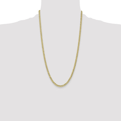 26 Inch 10k Yellow Gold 4.3mm Semi-Solid Curb Link Chain Necklace