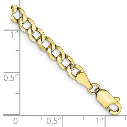 8 Inch 10k Yellow Gold 4.3mm Semi-Solid Curb Link Chain Bracelet