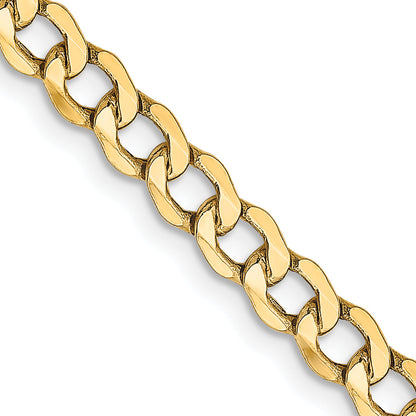 18 Inch 10k Yellow Gold 4.3mm Semi-Solid Curb Link Chain Necklace