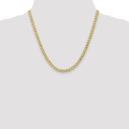 2 Inch 10k Yellow Gold 5.25mm Semi-Solid Curb Link Chain Necklace