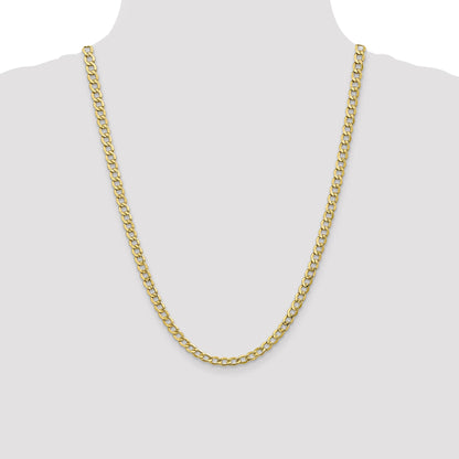 24 Inch 10k Yellow Gold 5.25mm Semi-Solid Curb Link Chain Necklace