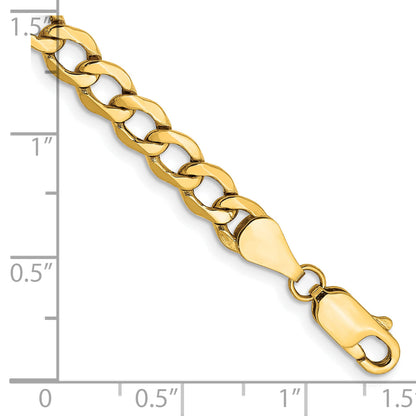 9 Inch 10K Yellow Gold 5.25mm Semi-Solid Curb Link Chain Bracelet