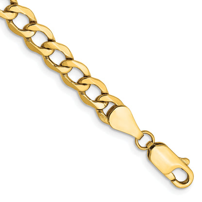 9 Inch 10K Yellow Gold 5.25mm Semi-Solid Curb Link Chain Bracelet