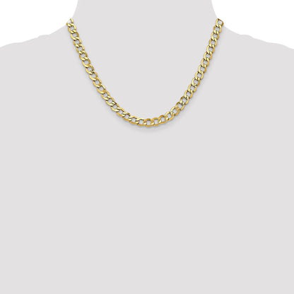18 Inch 10k Yellow Gold 6.5mm Semi-Solid Curb Link Chain Necklace